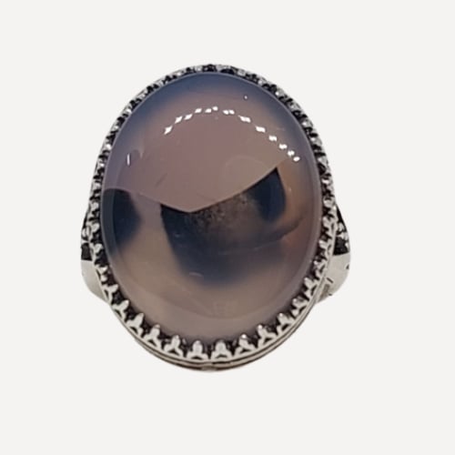 خاتم فضة رجالي عيار 925 حجر عقيق يمني موديل ring22...