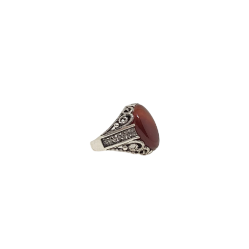 خاتم فضة رجالي عيار 925 حجر عقيق يماني موديل ring5...
