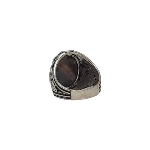 خاتم عقيق يمني فضة استرلينية 925 بتصميم نجراني (بك...