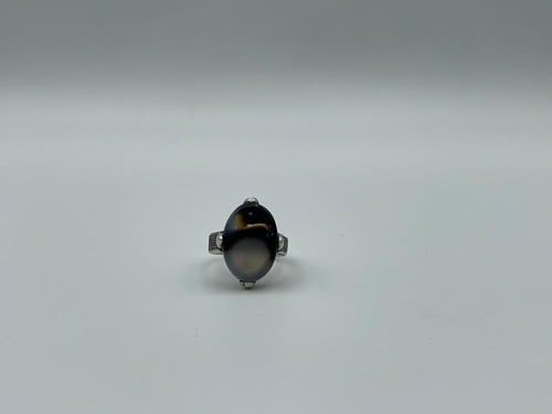 خاتم عقيق يمني فضة استرلينية 925 بتصميم نجراني (بك...