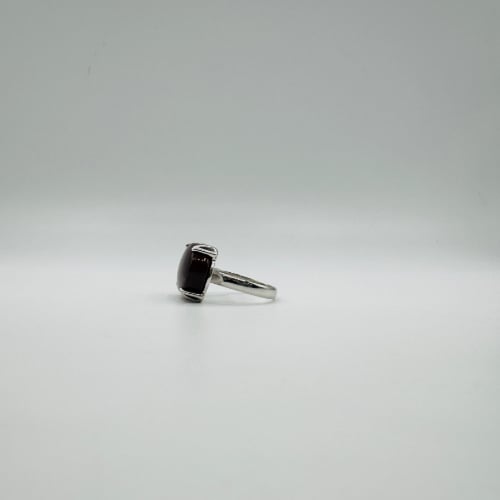 خاتم ملكي فضة عيار 925 مرصع بعقيق برازيلي كرزي بتص...