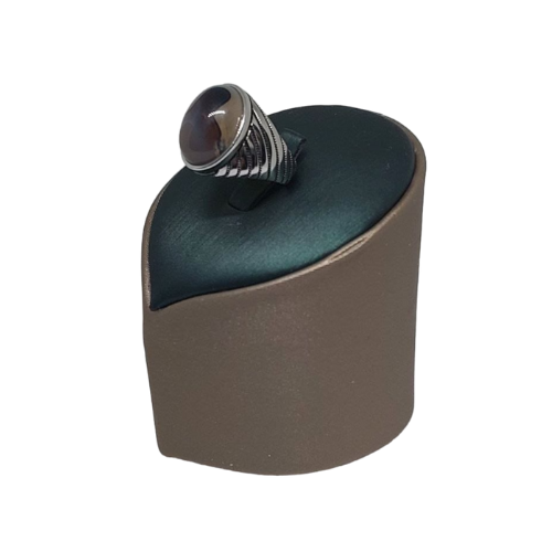 خاتم فضة عيار 925 بحجر عقيق برازيلي بتصميم مخطط أن...