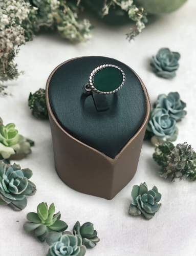 خاتم فضة ملكي بيضاوى- أخضر