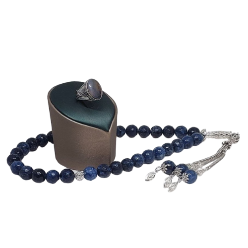 خاتم فضة رجالي عيار 925 حجر عقيق برازيلي موديل G1...