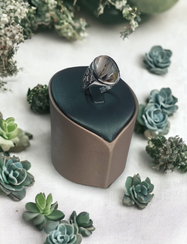 خاتم فضة رجالي عيار 925 حجر عقيق برازيلي موديل S89...