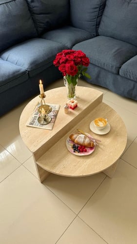 طاولة رخام ترفنتينو دائرية دورين قطر 77 سم