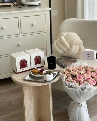 طاولة رخام ترفنتينو دائرية قطر 37 سم