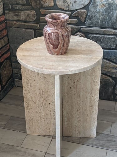 طاولة رخام ترفنتينو دائرية قطر 37 سم