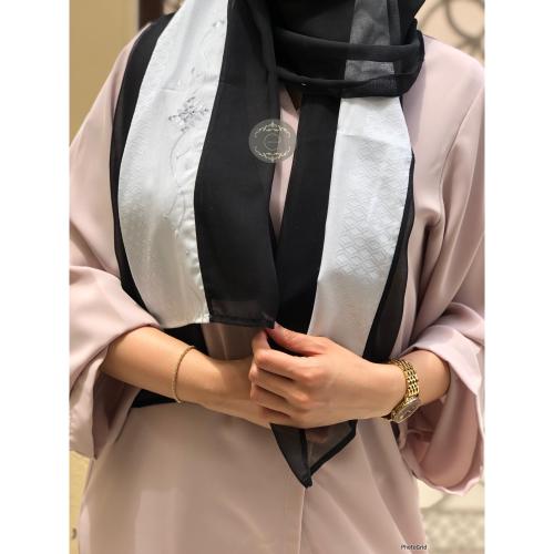 طرحة بوال لون اسود مع رمادي بتطريز