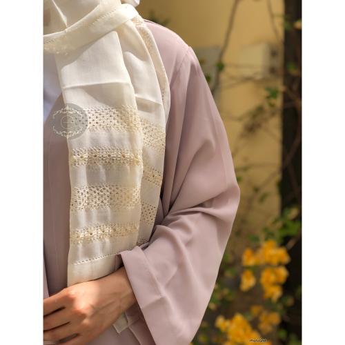 طرحة بوال طبقة واحدة مع كروشية لون سكري