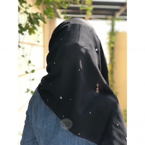 طرحة بوال لون اسود مع ستراس على جميع الطرحة