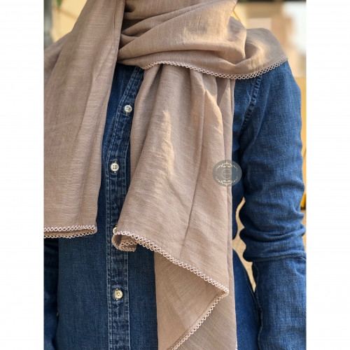 طرحة قماش لنن لون بيج