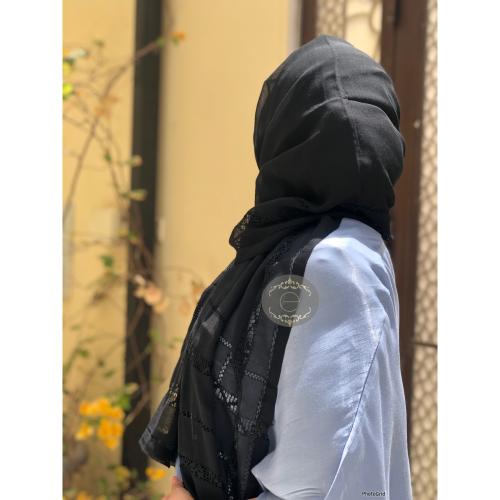 طرحة بوال طبقة واحدة مع كروشيه لون أسود