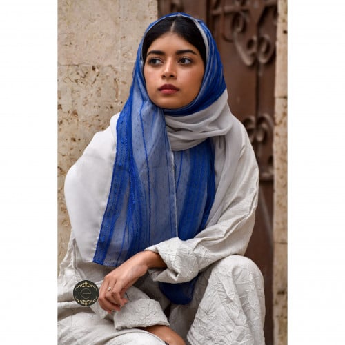 طرحه بوال لون رمادي مع دنتيل ازرق كحلي