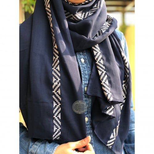 طرحة بوال كحلي بتطريز بطول الطرحة