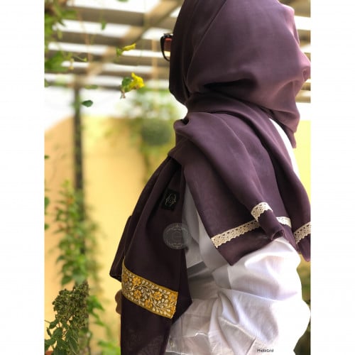 طرحة بوال بنفسجي مع شريط اصفر