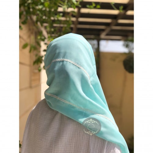 طرحة بوال لون تيفاني مع شريط اوف وايت