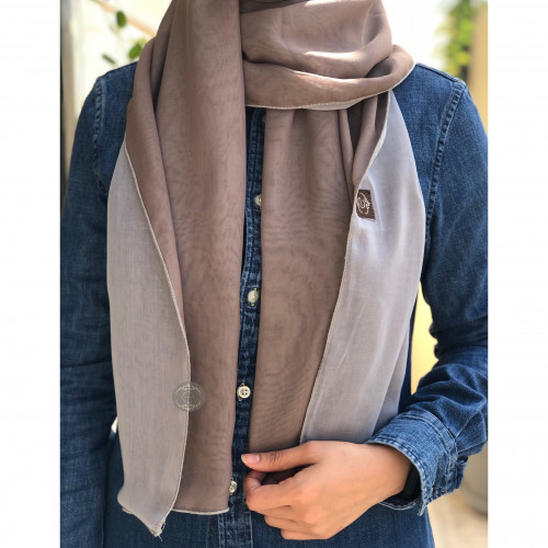 طرحة بوال تلبس على الوجهين (رمادي وبيج)