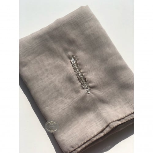 طرحة بوال لون كاكي مع تطريز انيق