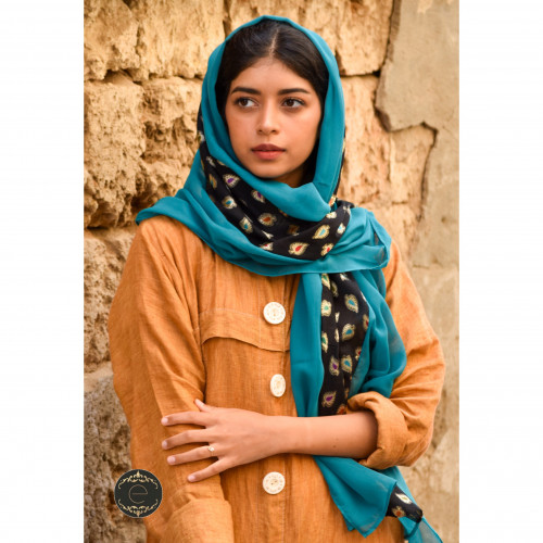 طرحة بوال لون تركواز بطابع هندي انيق