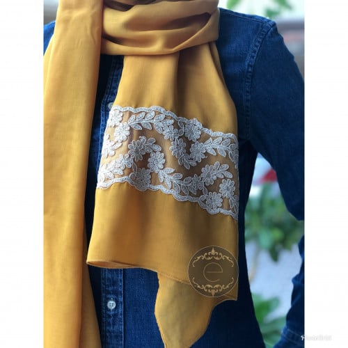 طرحة بوال مع دنتيل انيق لون منجي