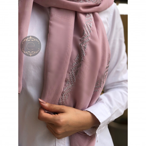 طرحة بوال بتطريز انيق ومميز لون بنك