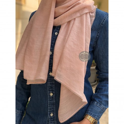 طرحة قماش لنن لون وردي