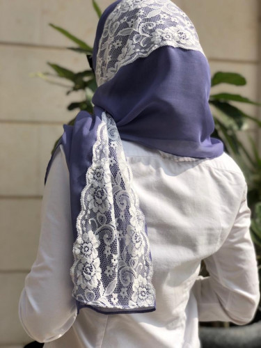 طرحة بوال لون موف فاتح مع دانتيل ابيض