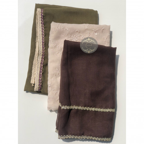 مجموعة 3 طرح (بني /بيج مطرزة /كموني)