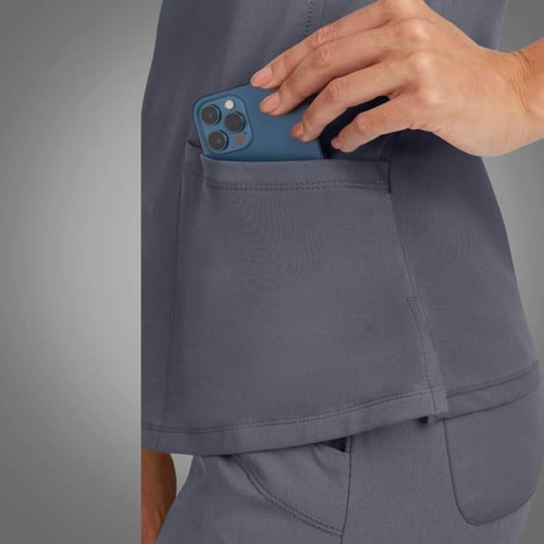 بلوزة سكراب مونيكا هيلنق هاند وركس لون رصاصي | pew...