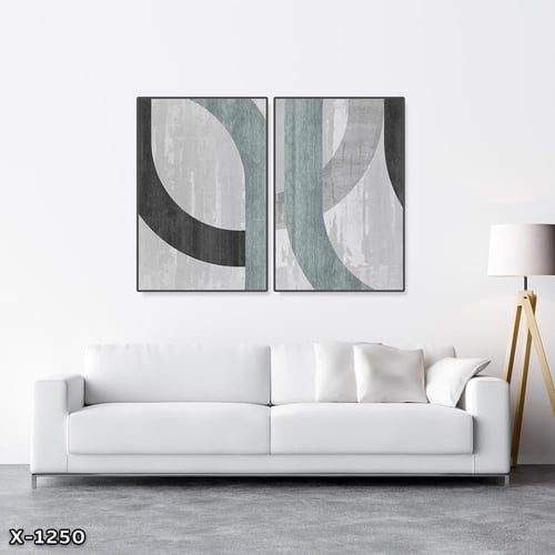 لوحة قطعتين رسم تجريدي