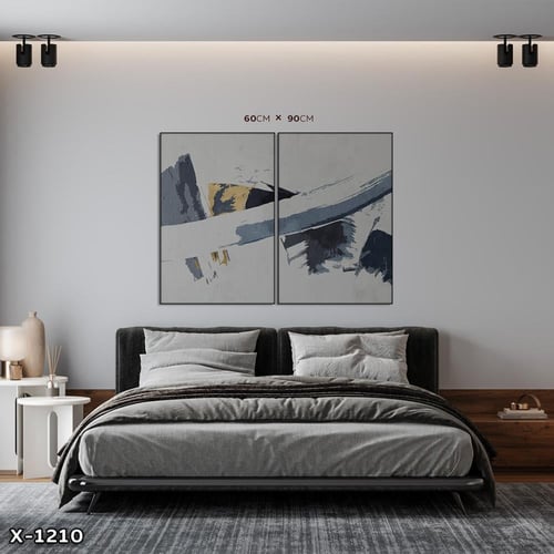 لوحة قطعتين رسم تجريدي