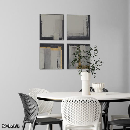 لوحة مربعة 4 قطع رسم تجريدي