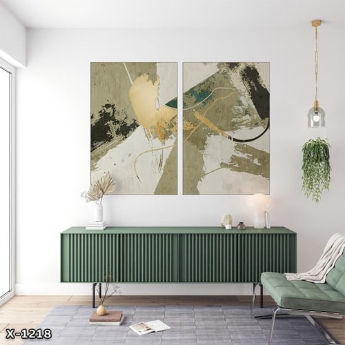 لوحة قطعتين رسم تجريدي