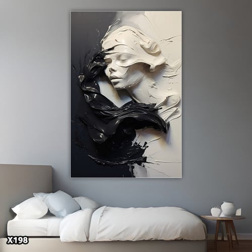 لوحة كانفس امرآة بالرسم التجريدي