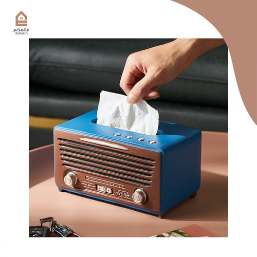 حامل مناديل بشكلة مسجل صوت