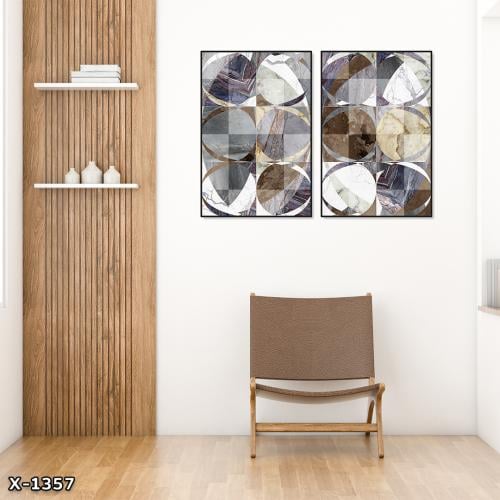 لوحة قطعتين رسم تجريدي