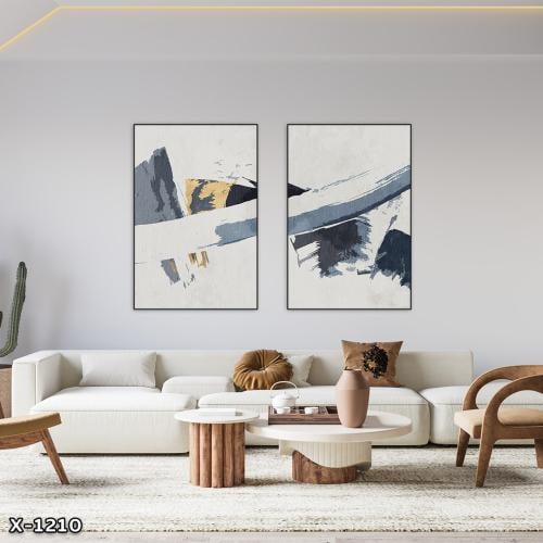 لوحة قطعتين رسم تجريدي