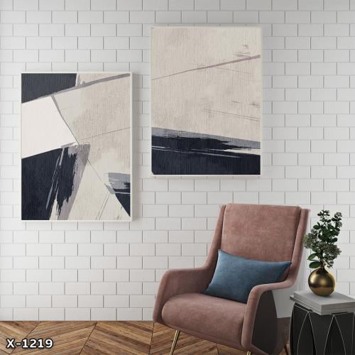 لوحة قطعتين رسم تجريدي