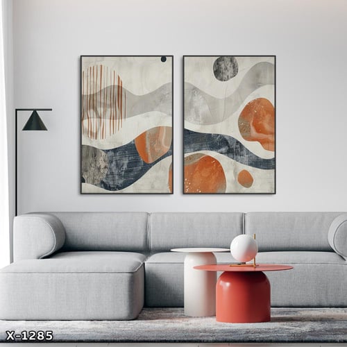 لوحة قطعتين رسم تجريدي