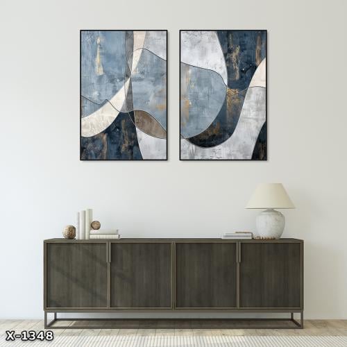 لوحة قطعتين رسم تجريدي