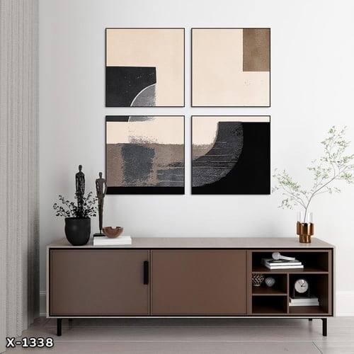 لوحة مربعة 4 قطع رسم تجريدي