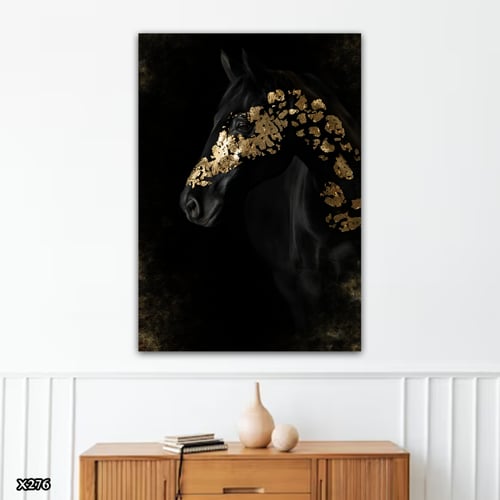 لوحة كانفس خيل بالرسم التجريدي