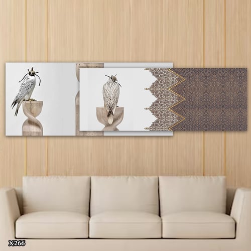 لوحتان كانفاس متداخلتان صقور عربية