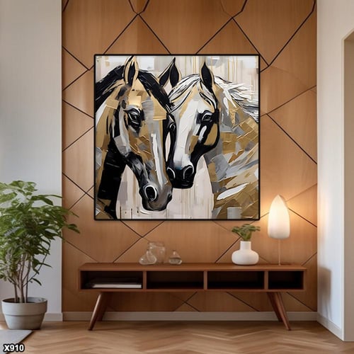 لوحة كانفس خيل مربعة