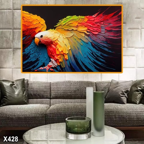 لوحة كانفاس ببغاء مكاو برسم تجريدي