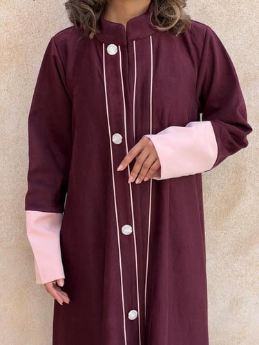 عباية bomber jacket burgundy شامواه مزخرف