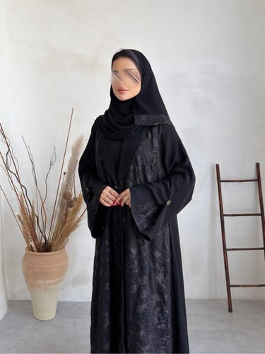 عباية ( أريج ) شيفون نحاسي مع كريب