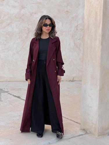 عباية trench coat burgundy