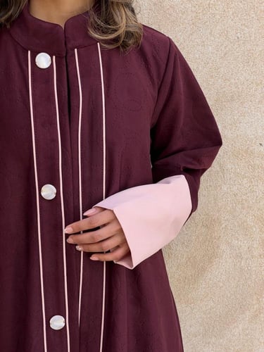 عباية bomber jacket burgundy شامواه مزخرف